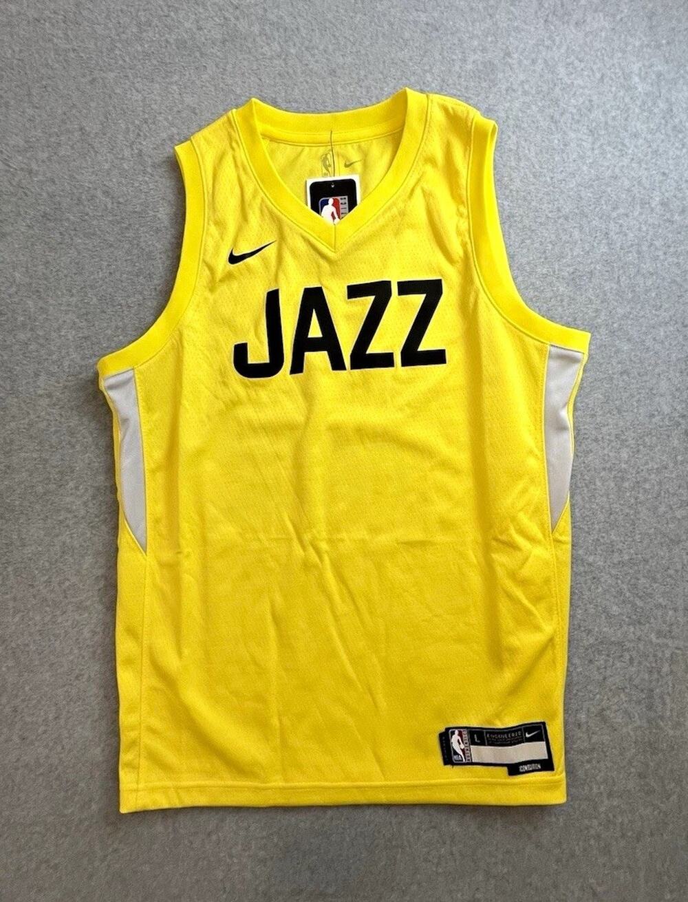 Nike Utah Jazz NBA Dri-FIT Icon Edition Jersey Mens L Yellow Black White